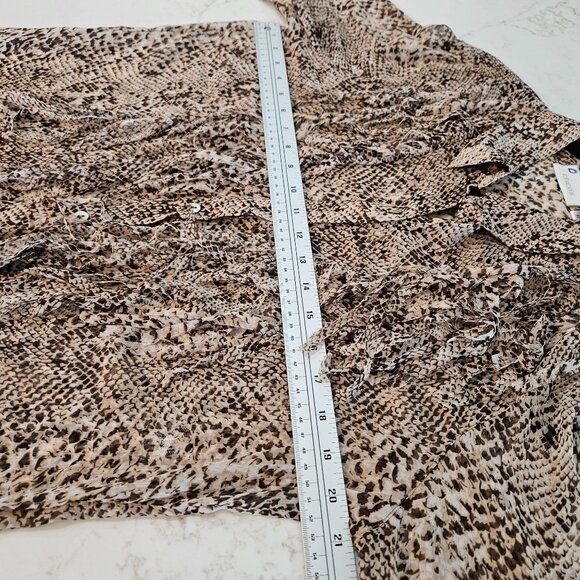 Chico's Shirt Size 1 Medium Snakeskin Animal Print Fringe Front Button Down - Picture 8 of 10